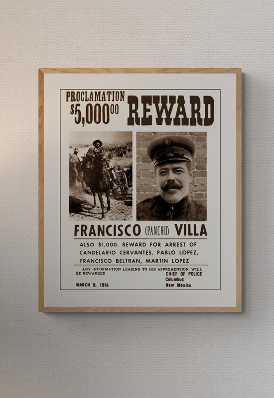 Cartel de Recompensa por el Gral. Francisco Villa