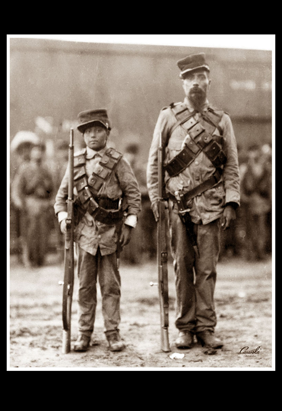 Padre e hijo, soldados constitucionalistas