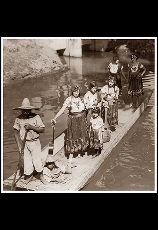 Chinas poblanas en un canal de Iztacalco