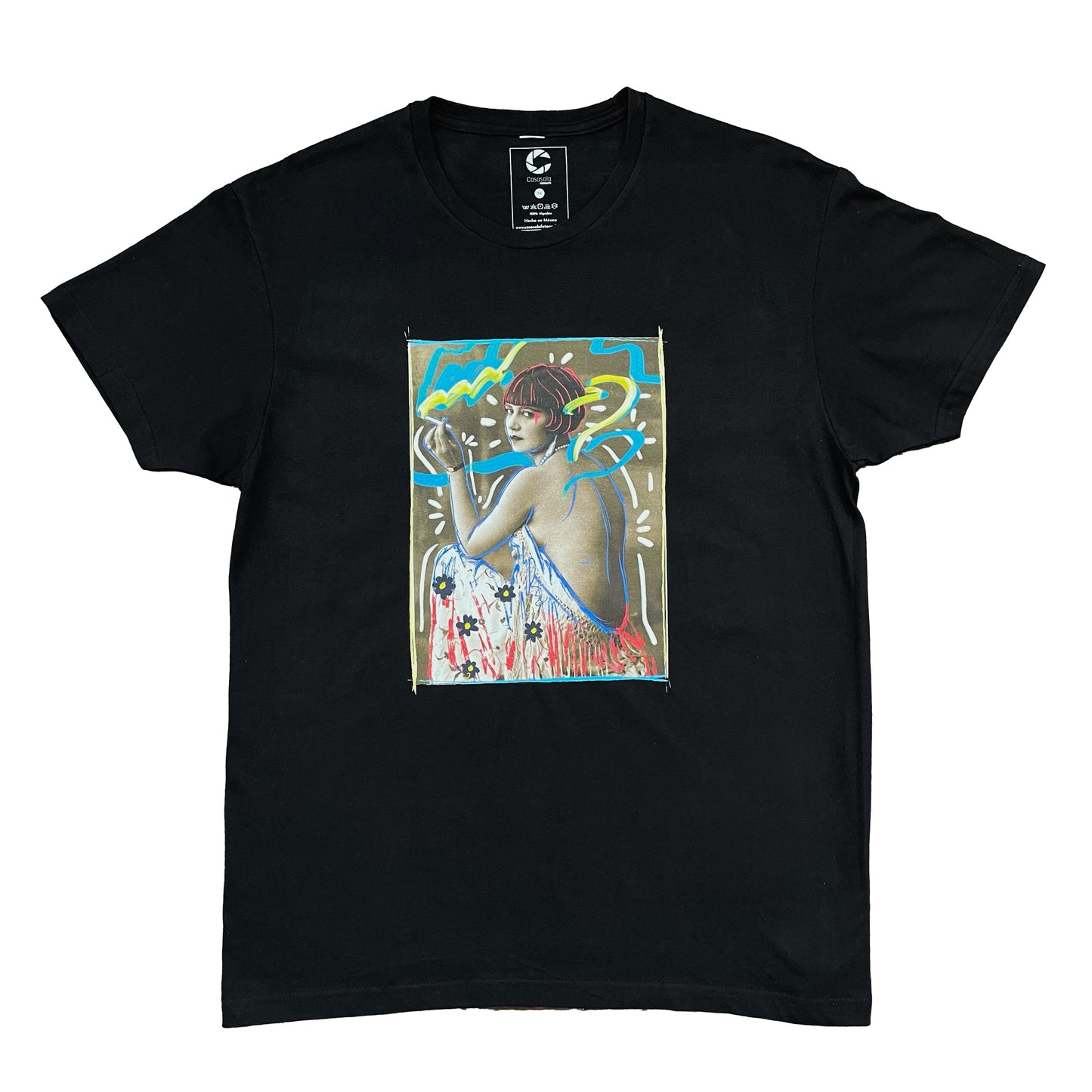 Playera negra Suspiro de colores ( fotografía intervenida Casasola fotografía