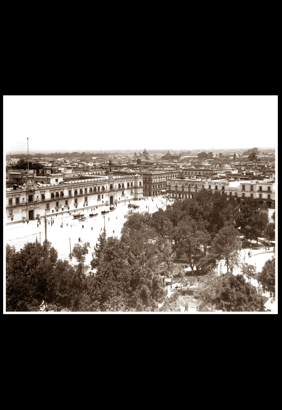 El Palacio Nacional y el Zócalo arbolado a principios del siglo XX