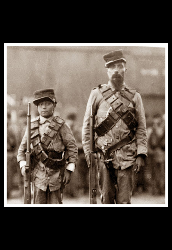 Padre e hijo, soldados constitucionalistas